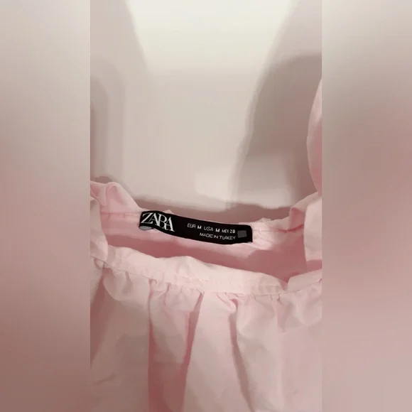 Zara Pink Poplin Ruffled Top - Picture 7 of 9